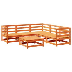 vidaXL 6 Piece Garden Sofa Set Wax Brown Solid Wood Pine
