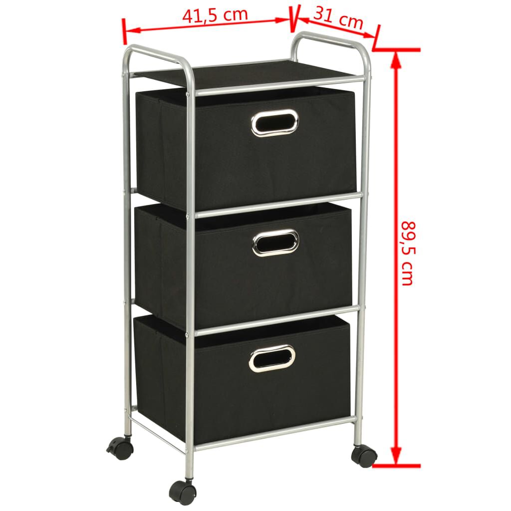 vidaXL Shelving Unit with 3 Storage Boxes Steel and Non-woven Fabric