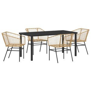 vidaXL Garden Dining Set 5 pcs Brown Poly Rattan