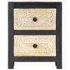 vidaXL Hand Carved Bedside Cabinet Grey 40x30x50 cm Solid Mango Wood