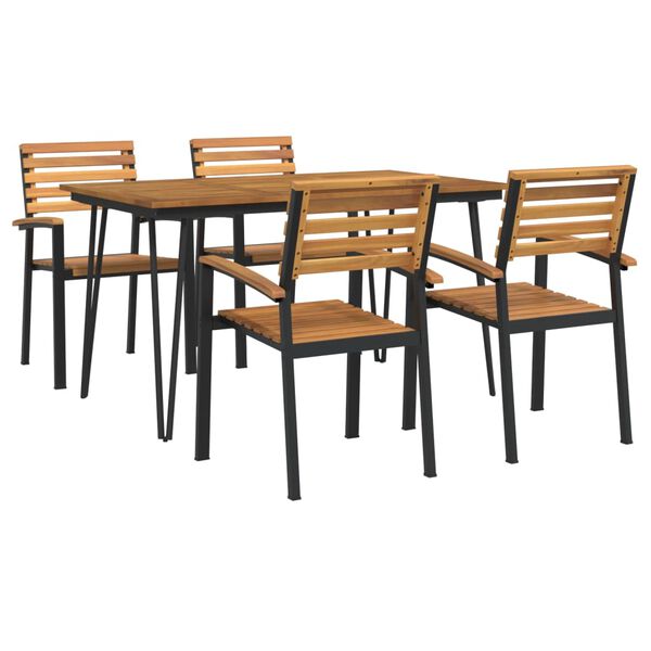 vidaXL 5 Piece Garden Dining Set Solid Wood Acacia and Metal