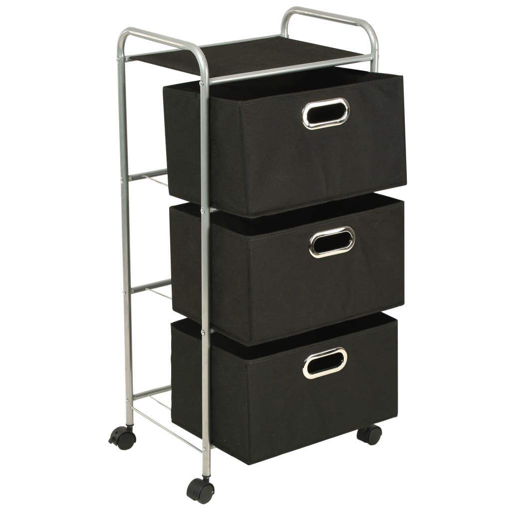 vidaXL Shelving Unit with 3 Storage Boxes Steel and Non-woven Fabric