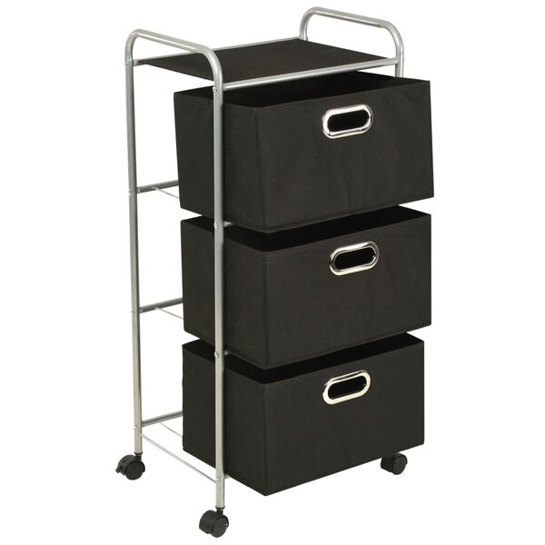 vidaXL Shelving Unit with 3 Storage Boxes Steel and Non-woven Fabric