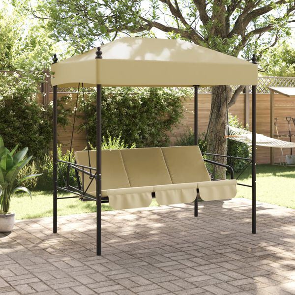 vidaXL Garden Swing Bench with Canopy Sand Steel