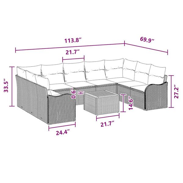 vidaXL Garden Sofa Set 10 pcs Black and turquoise