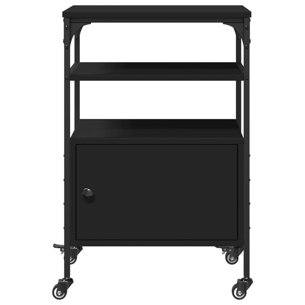 vidaXL Printer Stand 3-Tier Black 50x40x76 cm Engineered Wood