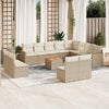 vidaXL 13 Piece Garden Sofa Set with Cushions Beige Poly Rattan