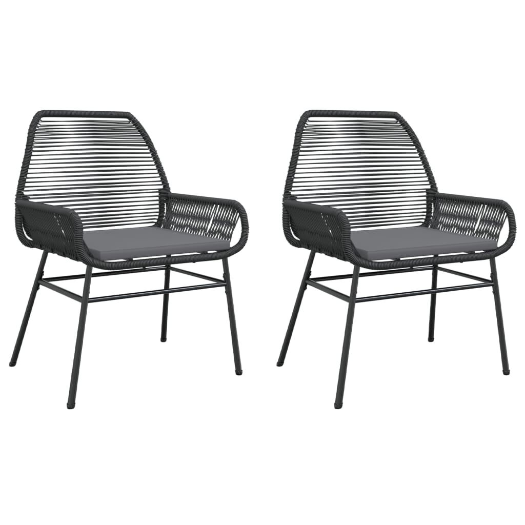 vidaXL Garden Chairs 2 pcs with Cushions Black Poly Rattan