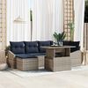 vidaXL Sofa Set with Cushion 7 pcs Grey and Navy Blue Poly rattan