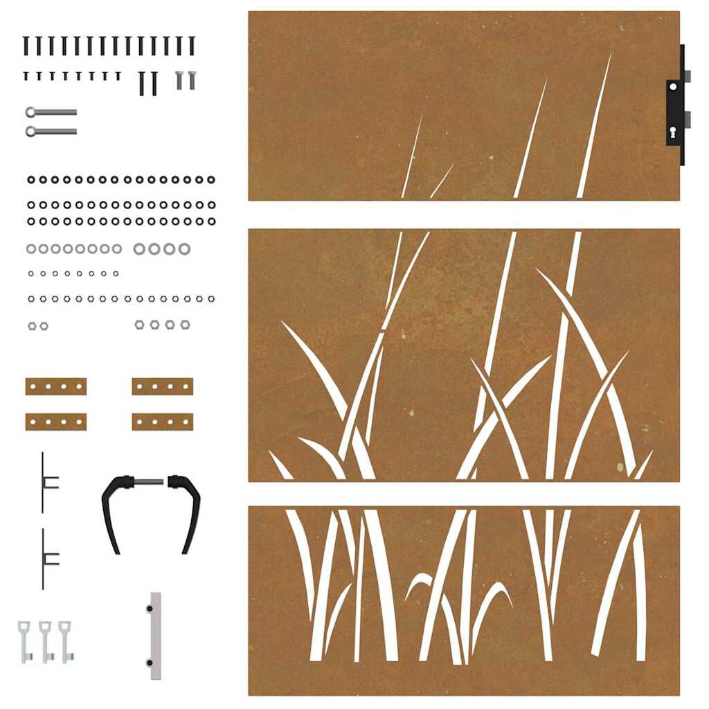 vidaXL Garden Gate 85x150 cm Corten Steel Grass Design