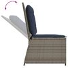 vidaXL Reclining Garden Bench with Cushions Grey Poly Rattan