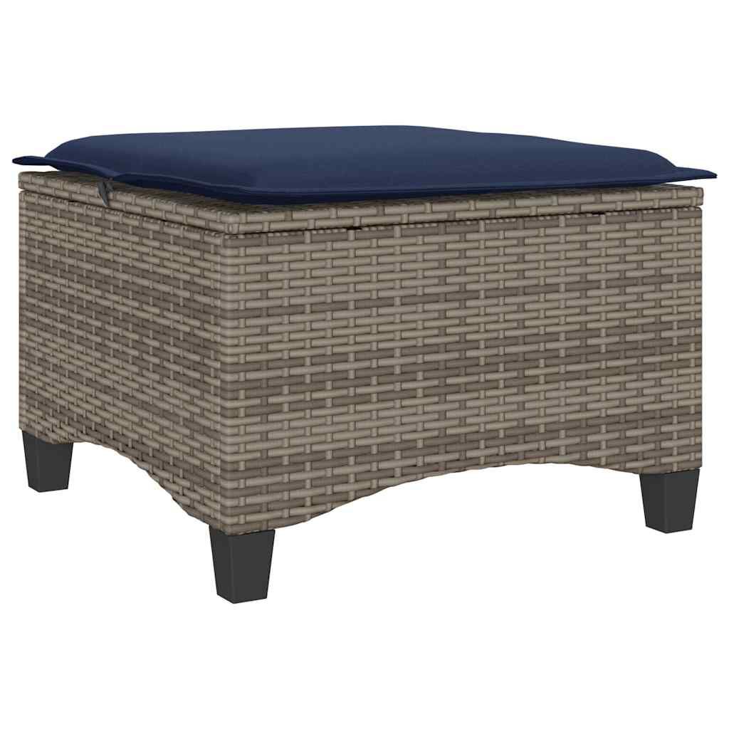 vidaXL Garden Stools with Cushions 2 pcs Grey 55x55x36 cm Poly Rattan