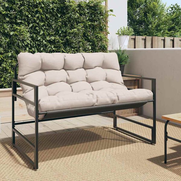 vidaXL Garden Bench with Cushion Taupe 113 cm Steel