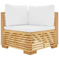 vidaXL Garden Corner Sofa with Cream Cushions Solid Wood Teak