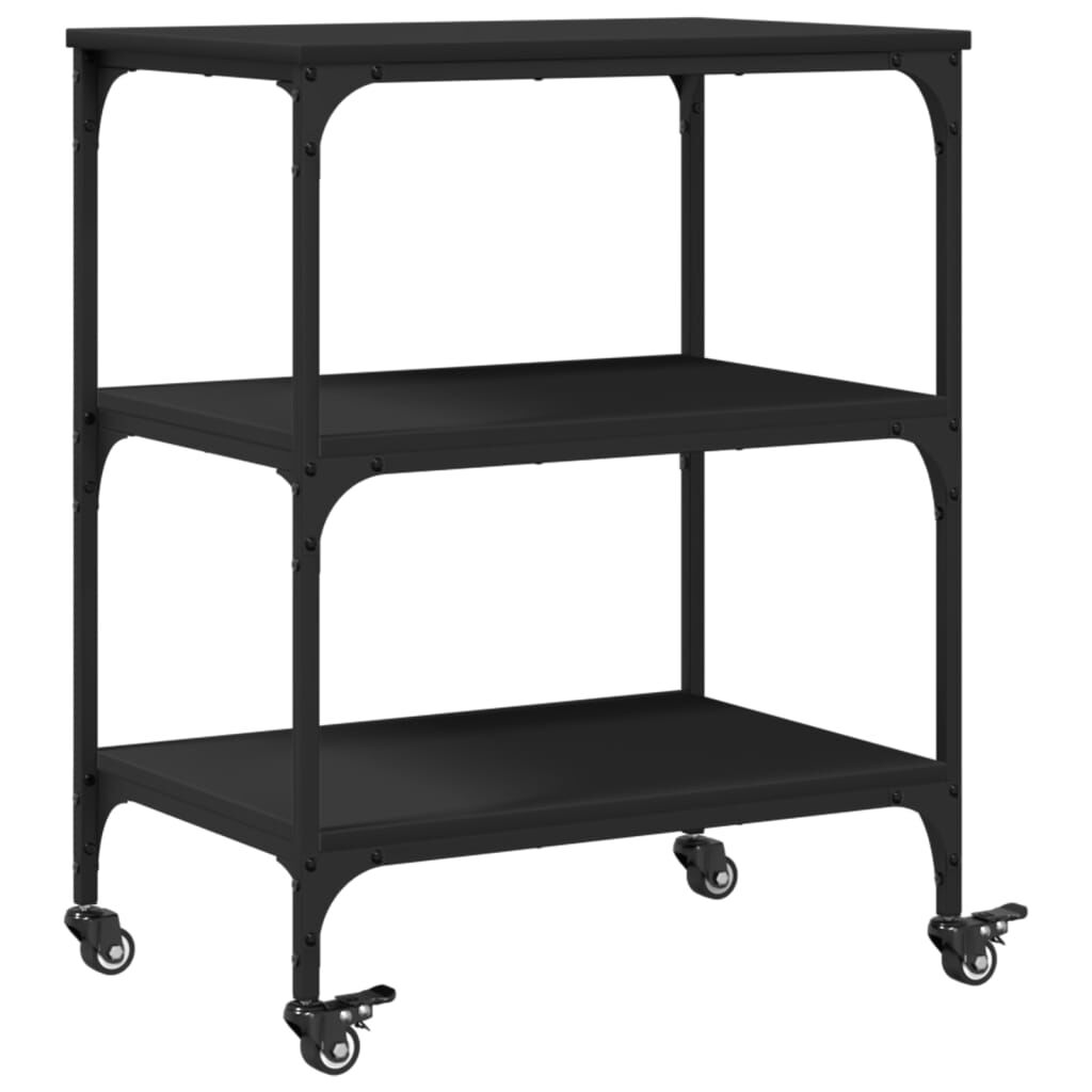vidaXL Kitchen Trolley Black 60x41x76 cm Engineered Wood