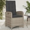 vidaXL Reclining Garden Chair with Cushions Grey Poly Rattan