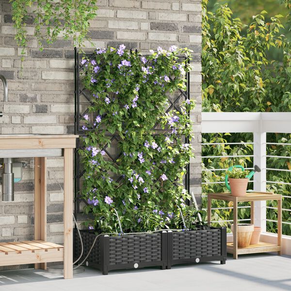 vidaXL Garden Planters Black 80 x 40 x 126 cm Steel