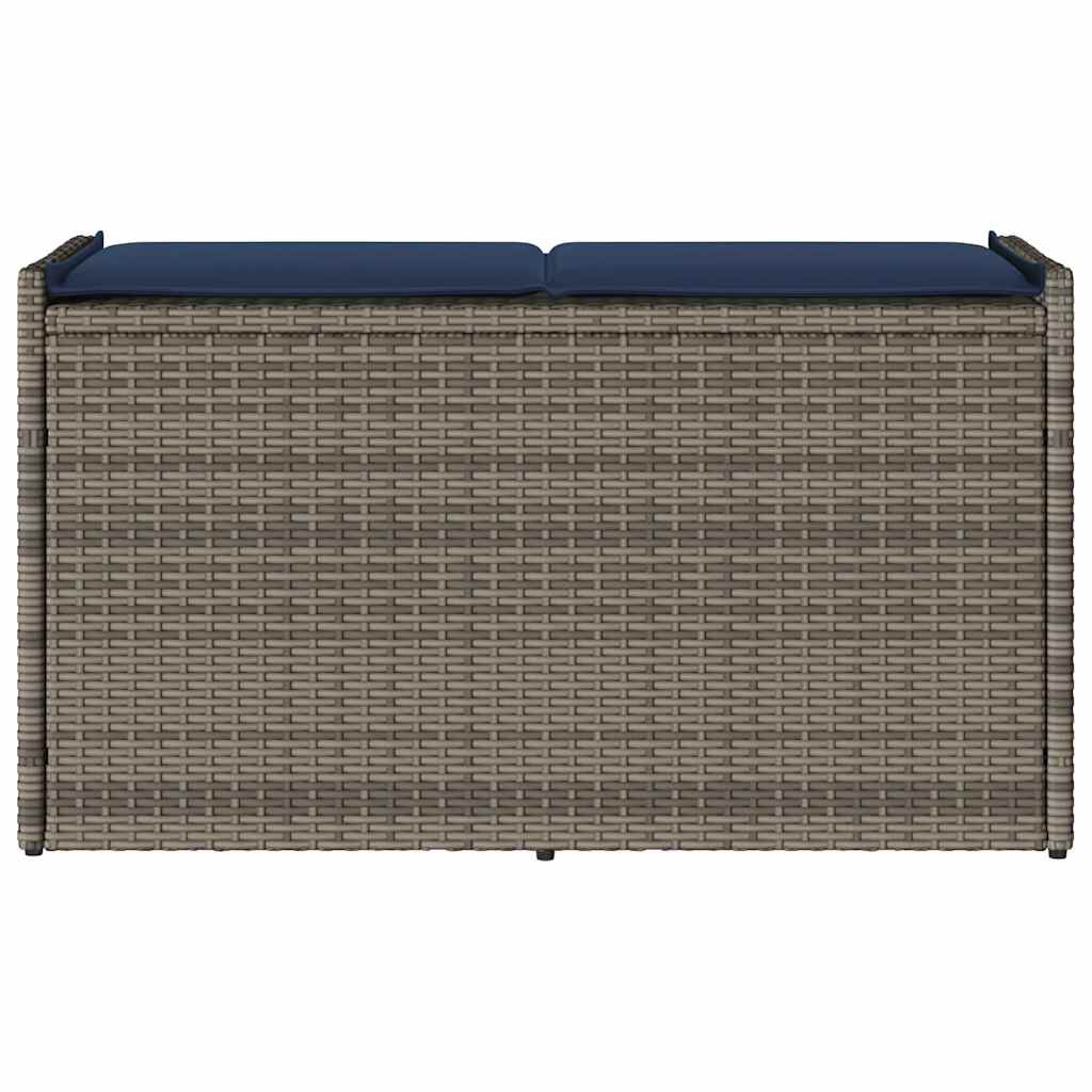 vidaXL Outdoor Storage Bench with Cushion Grey 100 cm Poly Rattan