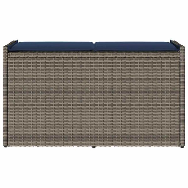 vidaXL Outdoor Storage Bench with Cushion Grey 100 cm Poly Rattan