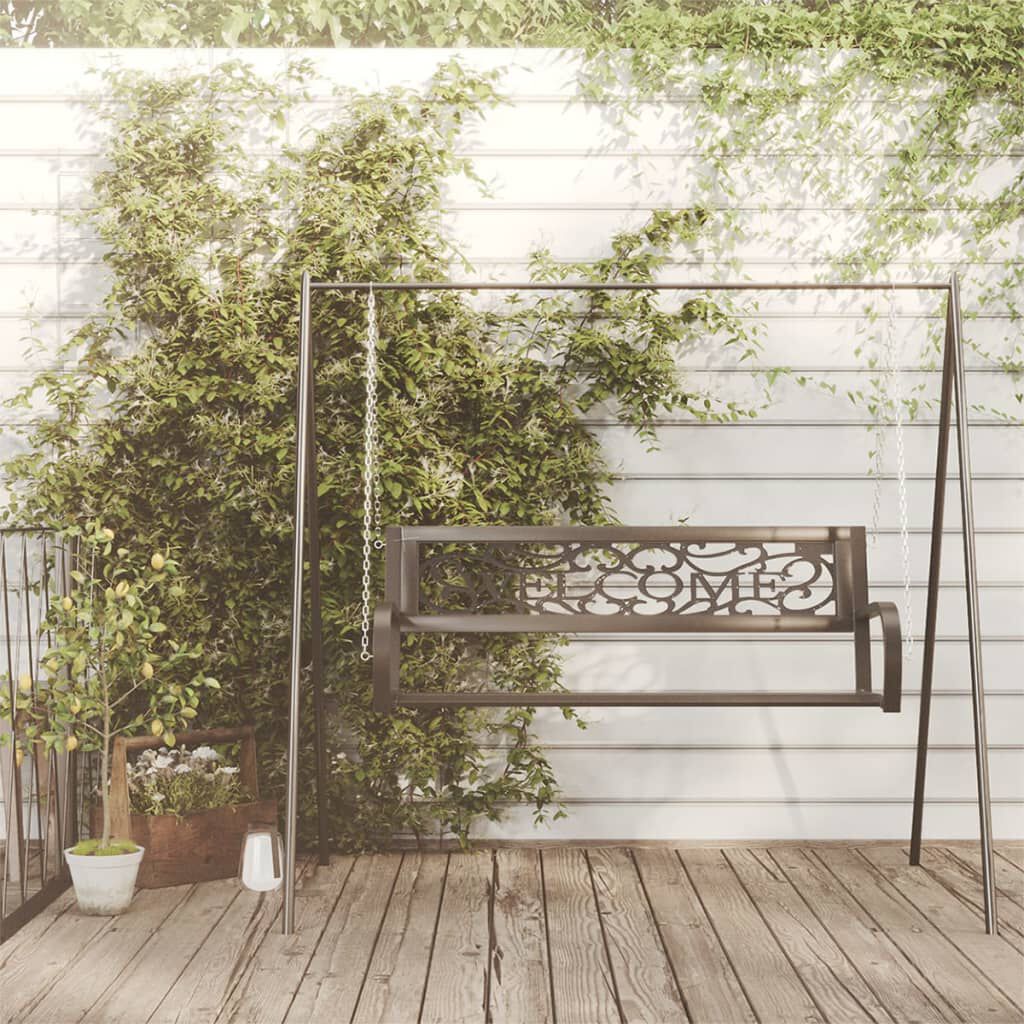 vidaXL Garden Swing Bench 125 cm Steel and Plastic Black