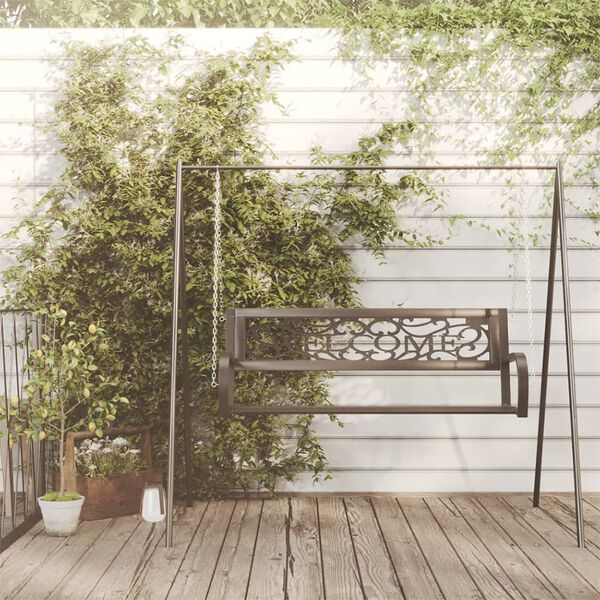vidaXL Garden Swing Bench 125 cm Steel and Plastic Black