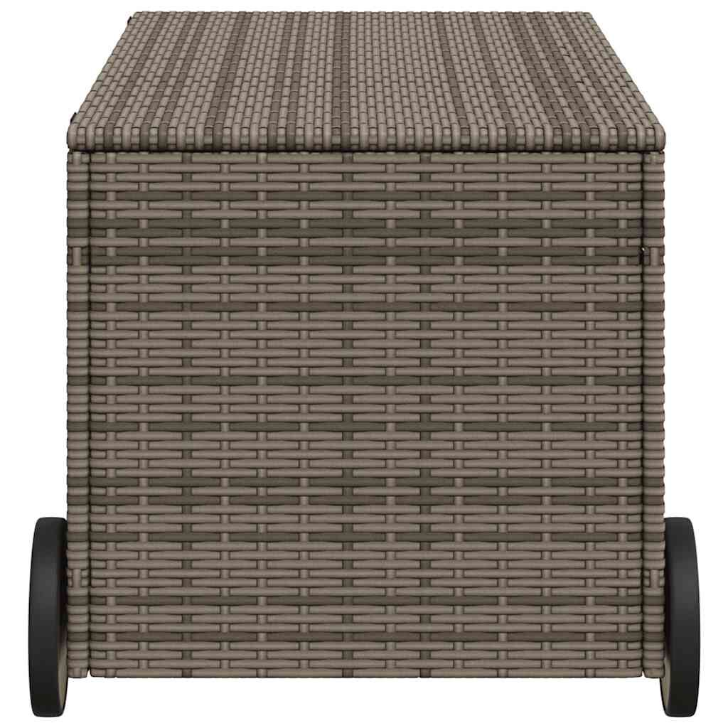 vidaXL Garden Storage Box with Wheels Grey 190L Poly Rattan