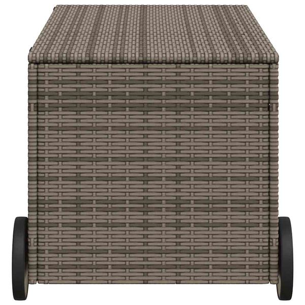 vidaXL Garden Storage Box with Wheels Grey 190L Poly Rattan