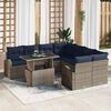 vidaXL Garden Sofa Set with Storage 9 pcs Grey Poly Rattan