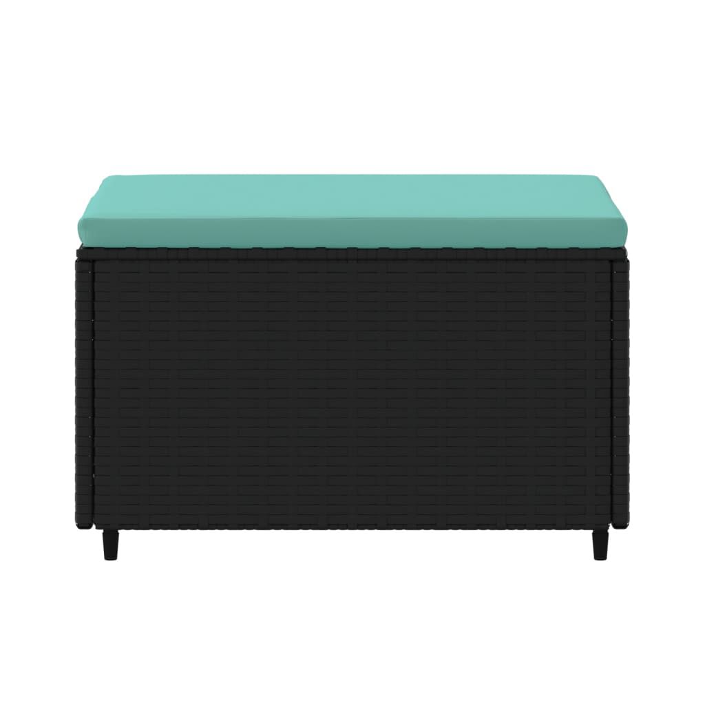 vidaXL Garden Footrest with Cushion Black Poly Rattan