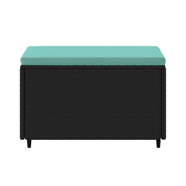 vidaXL Garden Footrest with Cushion Black Poly Rattan