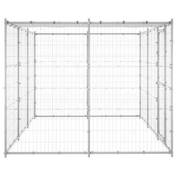 vidaXL Outdoor Dog Kennel Galvanised Steel with Roof 7.26 m&sup2;