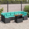 vidaXL Garden Dining Set with Cushion 8 pcs Black and Teal