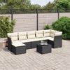 vidaXL 7 Piece Garden Sofa Set with Cushions Black Poly Rattan