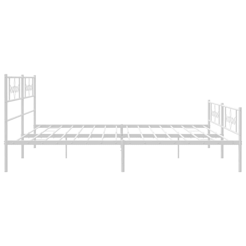 vidaXL Metal Bed Frame without Mattress with Footboard White 183x213cm