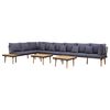 vidaXL 8-Seater Garden Lounge Set with Cushions Solid Acacia Wood