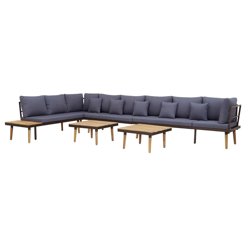 vidaXL 8-Seater Garden Lounge Set with Cushions Solid Acacia Wood