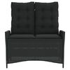 vidaXL Reclining Garden Bench with Cushions Black Poly Rattan