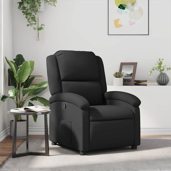 vidaXL Recliner Chair Black Real Leather