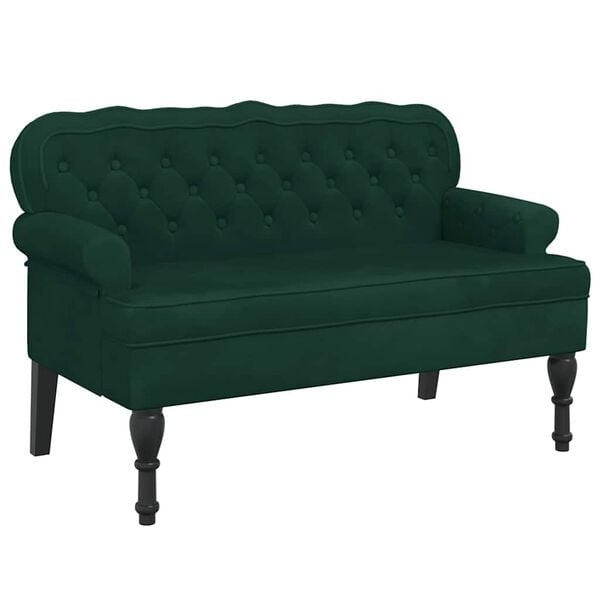 vidaXL Bench with Backrest Dark Green 119.5x64.5x75 cm Velvet