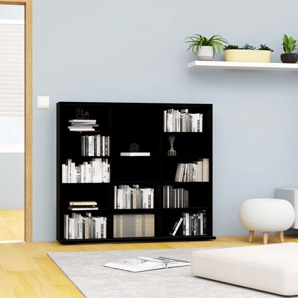 vidaXL CD Cabinet Black 100x23x89.5 cm Engineered Wood