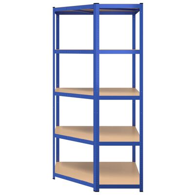 vidaXL 5-Layer Corner Shelf Blue Steel&Engineered Wood