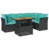 vidaXL 6 Piece Garden Sofa Set with Cushions Black Poly Rattan