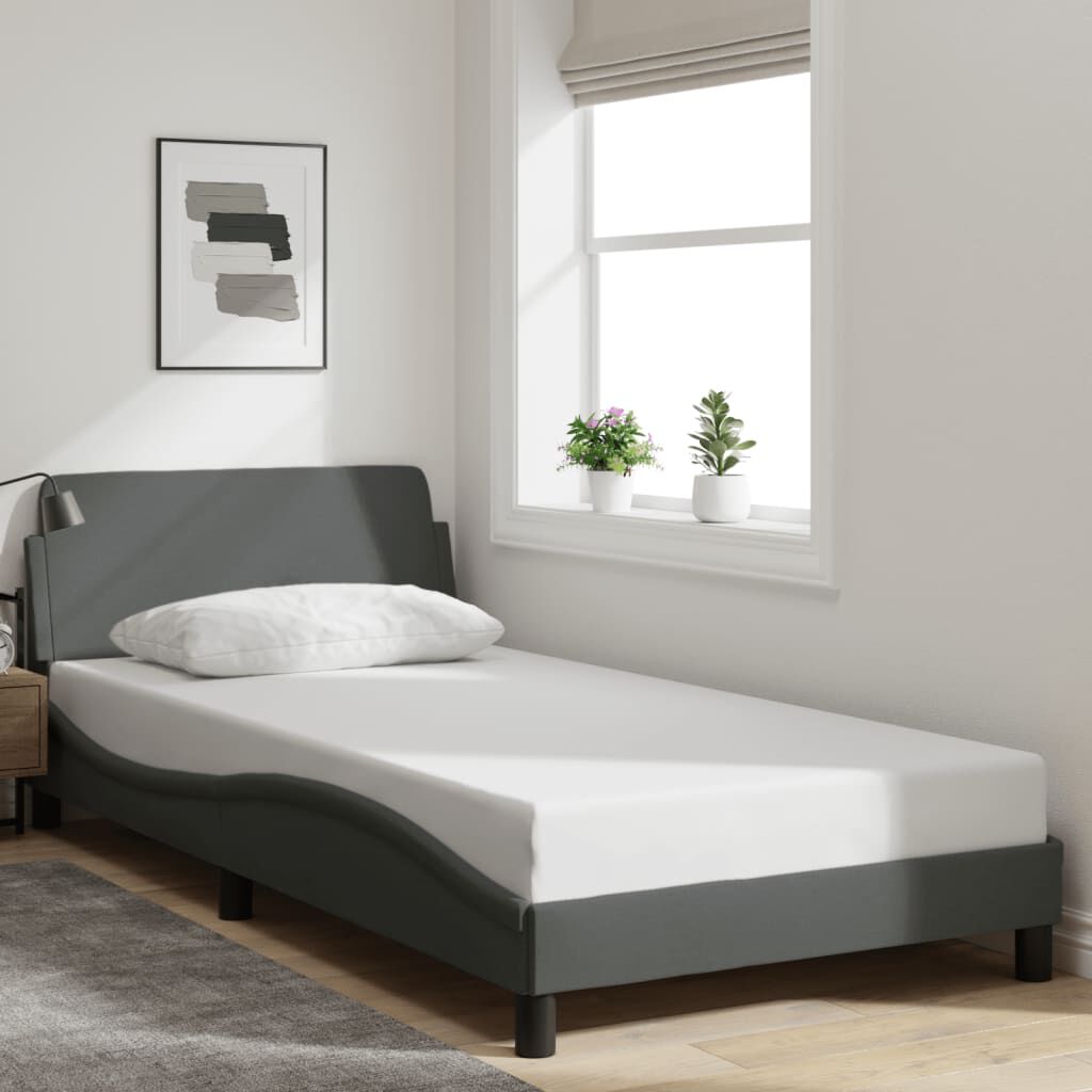 vidaXL Bed Frame without Mattress Dark Grey 100x203 cm Fabric