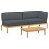 vidaXL Sofa Set with Cushion Plain 3 pcs Anthracite Solid Acacia Wood