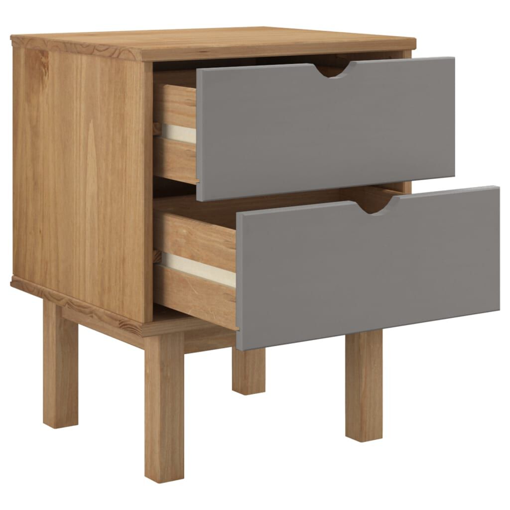 vidaXL Bedside Cabinet OTTA Brown&Grey 45x39x57 cm Solid Wood Pine