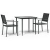 vidaXL 3 Piece Garden Dining Set Poly Rattan and Steel