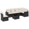 vidaXL 7 Piece Garden Sofa Set with Cushions Black Poly Rattan