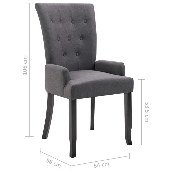 vidaXL Dining Chairs with Armrests 4 pcs Dark Grey Fabric