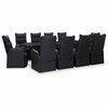 vidaXL Outdoor Dining Set with Cushion 11 pcs Black Poly rattan