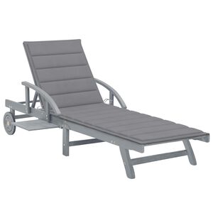 vidaXL Garden Sun Lounger with Cushion Solid Acacia Wood